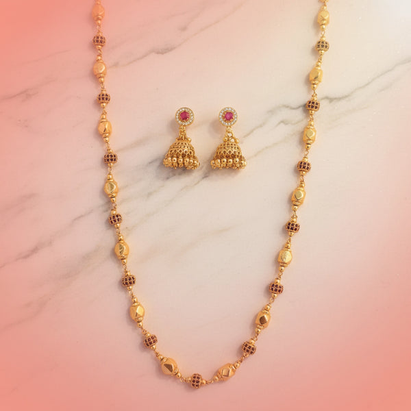 227163 Antique Mala Necklace Set With Gold Plating