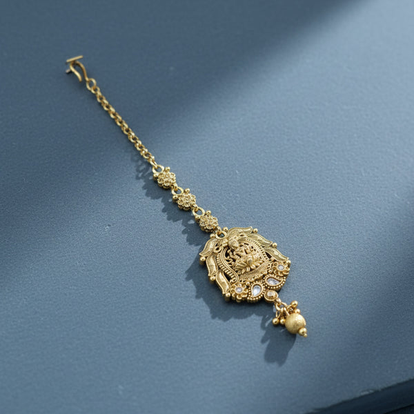 227195 Antique Temple Tikka With Gold Plating