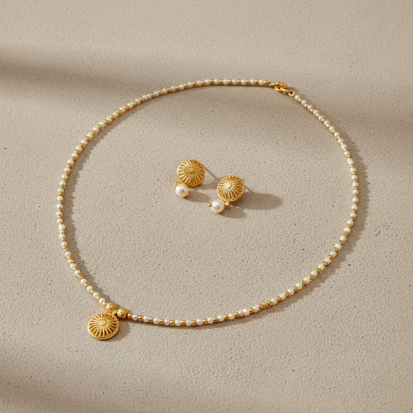 227225 Antique Moti Pendant Set With Gold Plating