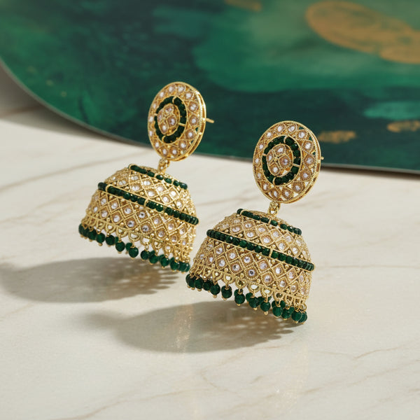227293 Antique Jhumki With Gold Plating