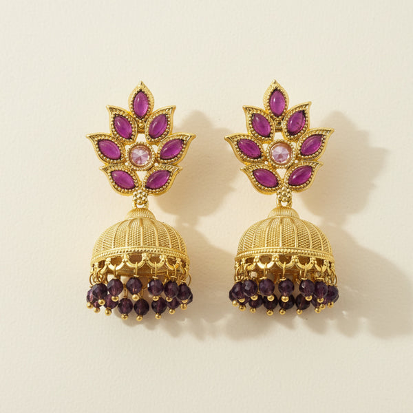 227298 Antique Jhumki With Gold Plating
