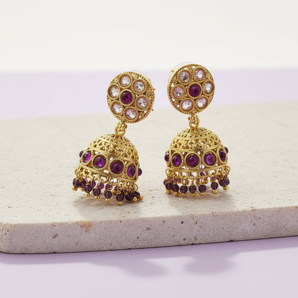 227301 Antique Jhumki With Gold Plating