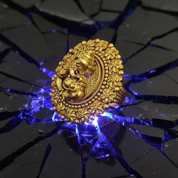 227327 Antique Temple Ring With Matte Gold Plating