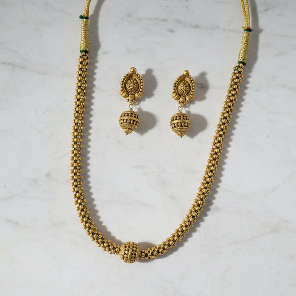 227344 Antique Mala Necklace SetWith Matte Gold Plating