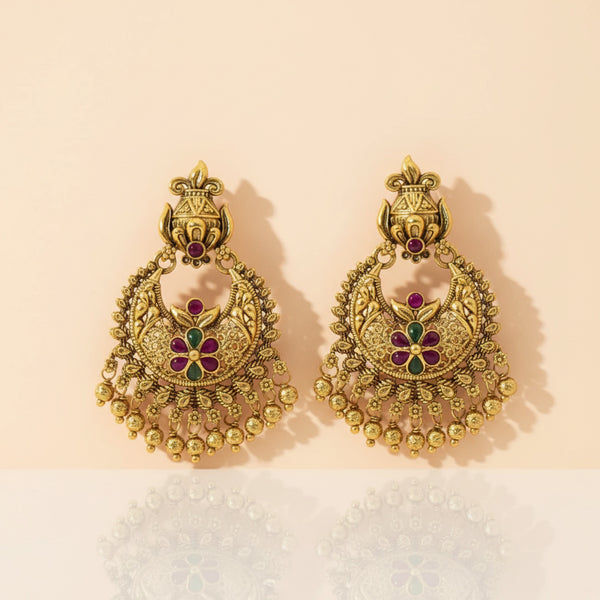 227352 Antique Classic Earring With Matte Gold Plating