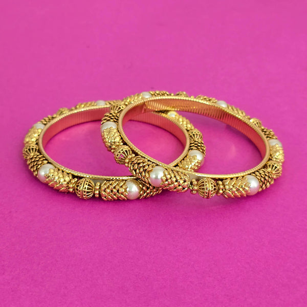 227450 Antique Classic Bangles With Matte Gold Plating