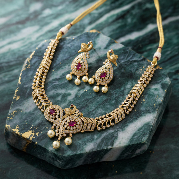 227529 Antique Classic Necklace Set With Gold Plating