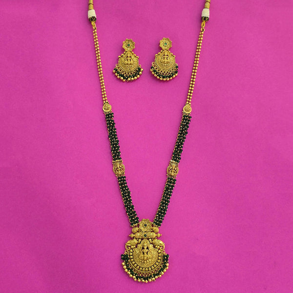 227549 Antique Long Necklace With Matte Gold Plating