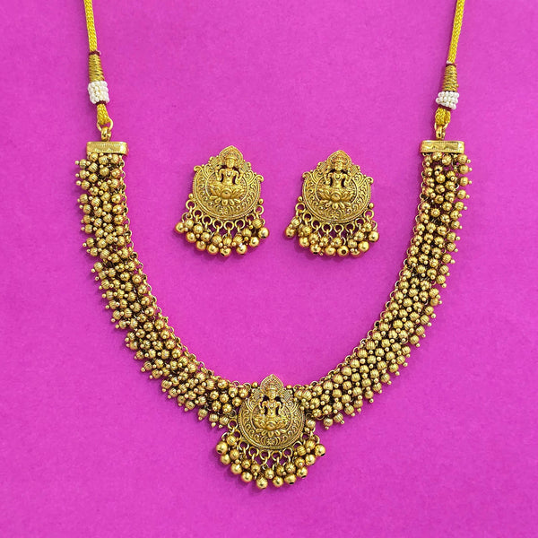 227550 Antique Temple Necklace With Matte Gold Plating