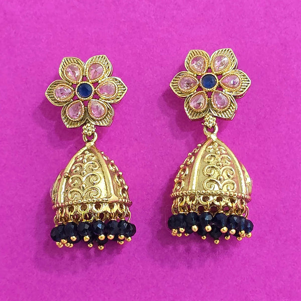 227555 Antique Jhumki With Gold Plating
