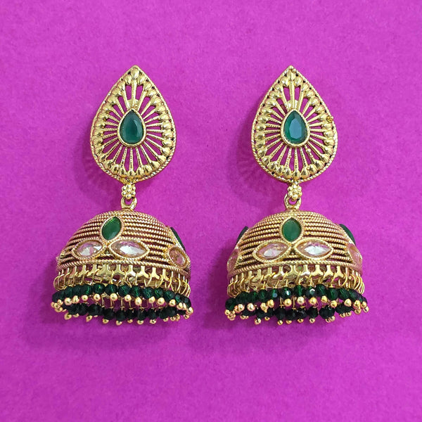 227558 Antique Jhumki With Gold Plating