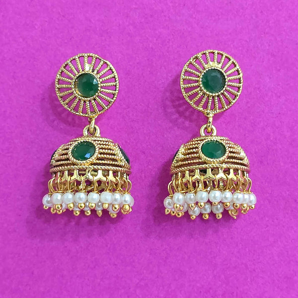227561 Antique Jhumki With Gold Plating