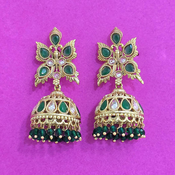227563 Antique Jhumki With Gold Plating