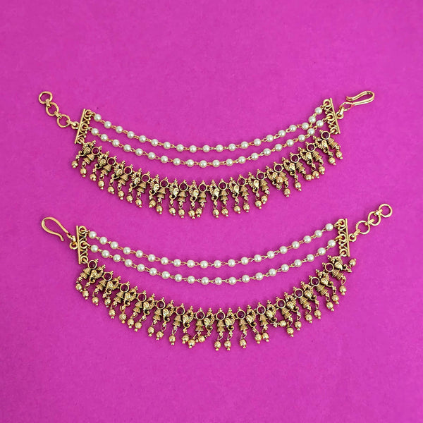 227569 Antique Classic Ear Chain With Matte Gold Plating