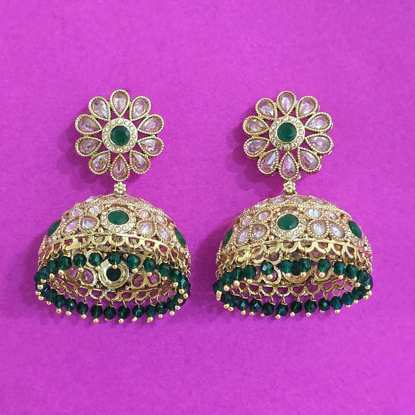 227629 Antique Jhumki With Gold Plating