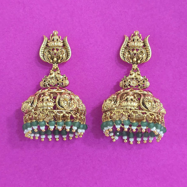 227639 Antique Temple Earring With Matte Gold Plating