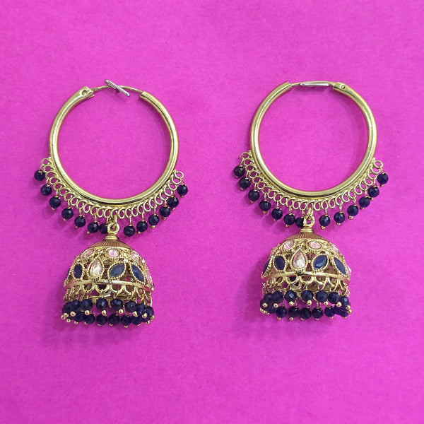 227666 Antique Jhumki With Mehndi Plating