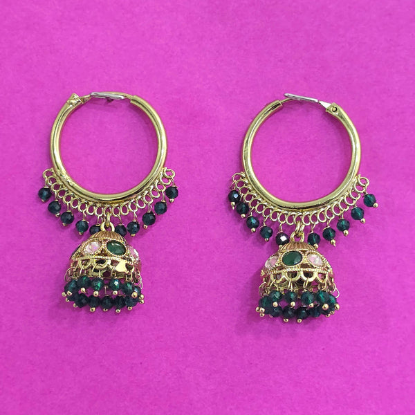 227672 Antique Jhumki With Mehndi Plating