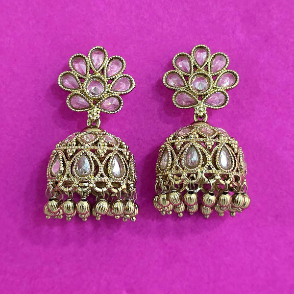 227674 Antique Jhumki With Mehndi Plating