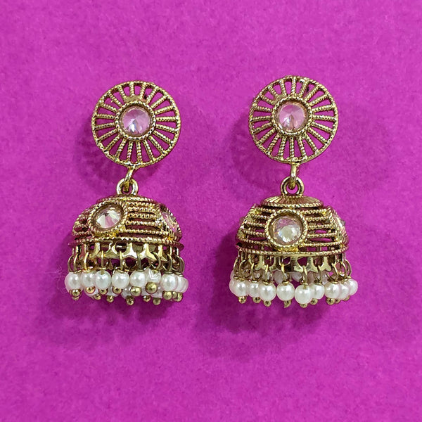 227679 Antique Jhumki With Mehndi Plating