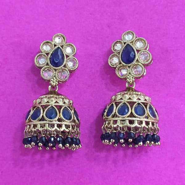 227680 Antique Jhumki With Mehndi Plating