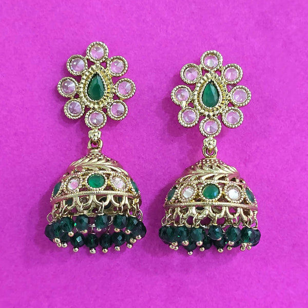227682 Antique Jhumki With Mehndi Plating