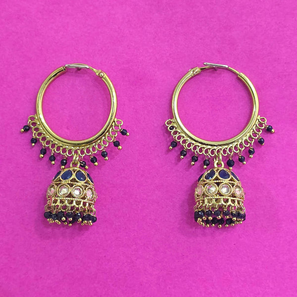 227683 Antique Jhumki With Mehndi Plating