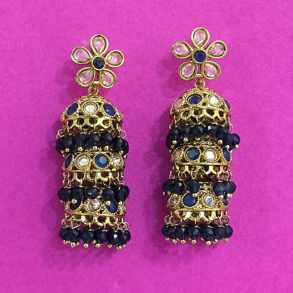 227684 Antique Jhumki With Mehndi Plating