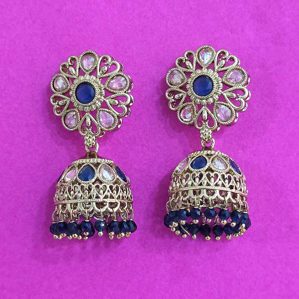 227685 Antique Jhumki With Mehndi Plating