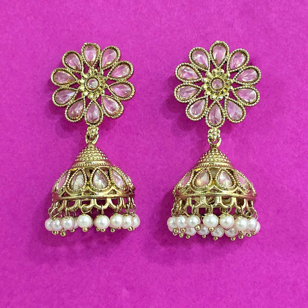 227687 Antique Jhumki With Mehndi Plating