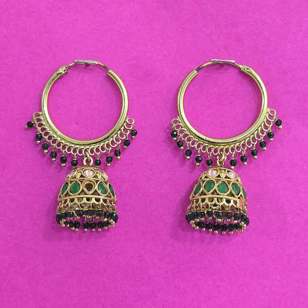 227688 Antique Jhumki With Mehndi Plating