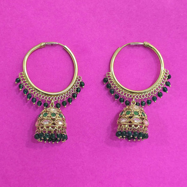 227689 Antique Jhumki With Mehndi Plating