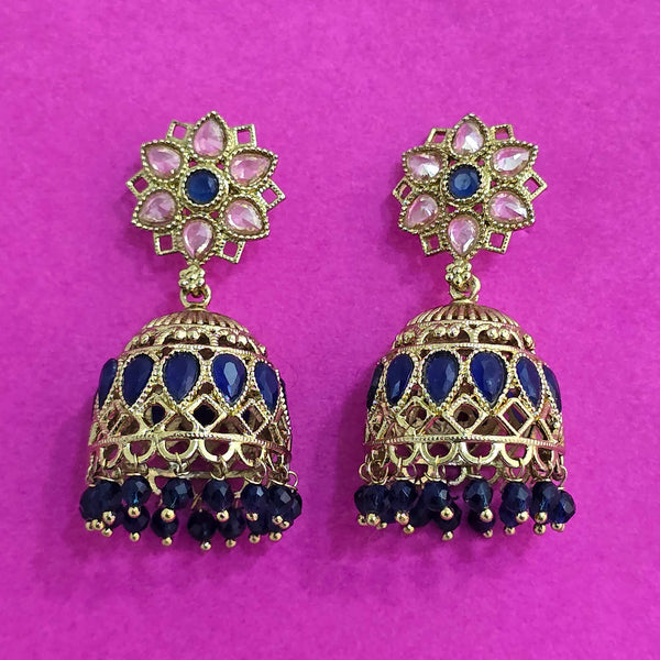 227692 Antique Jhumki With Mehndi Plating