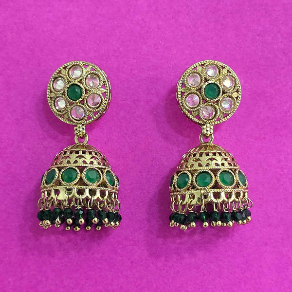 227693 Antique Jhumki With Mehndi Plating