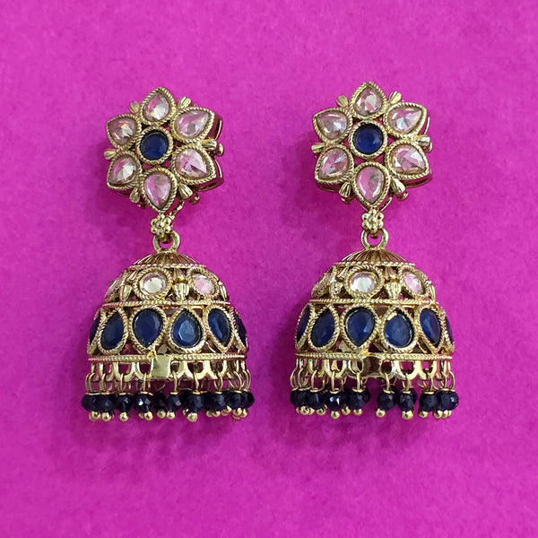 227694 Antique Jhumki With Mehndi Plating