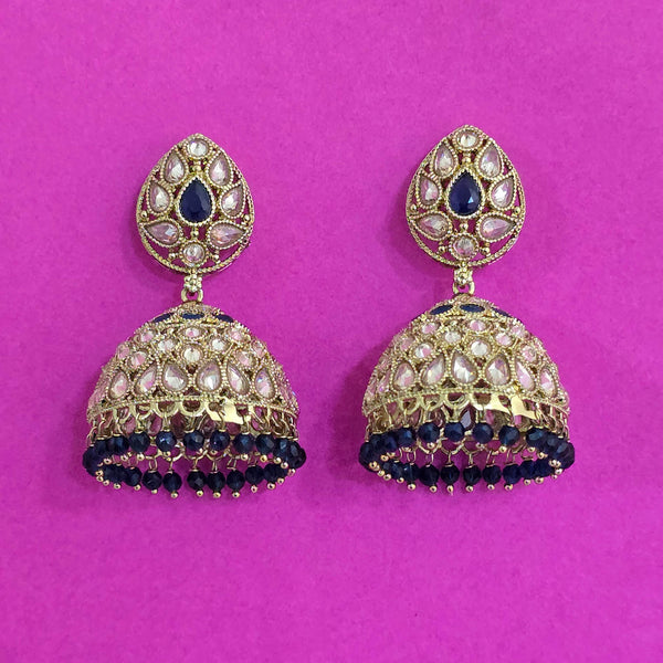 227697 Antique Jhumki With Mehndi Plating