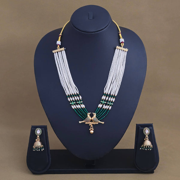 227701 Antique Peacock Necklace Set With Gold Plating