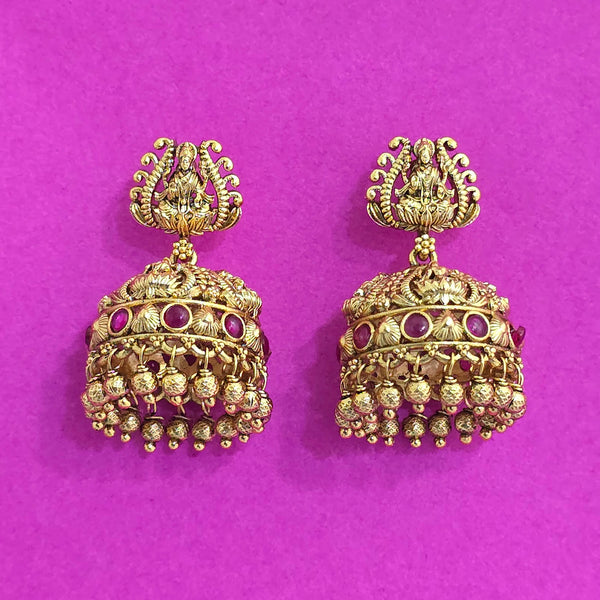 227712 Antique Jhumki With Gold Plating