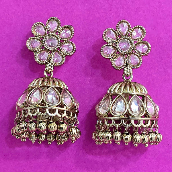 227742 Antique Jhumki With Mehndi Plating