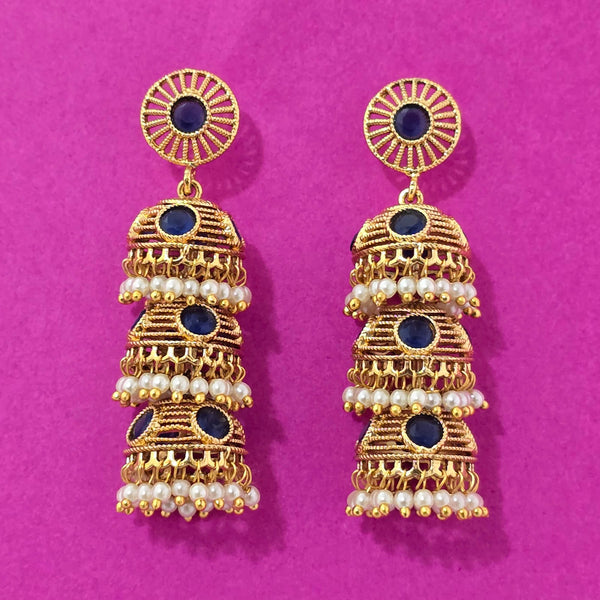 227755 Antique Jhumki With Gold Plating