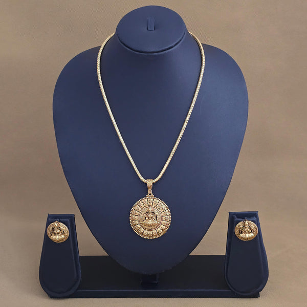 227780 Antique Temple Pendant Set With Matte Gold Plating