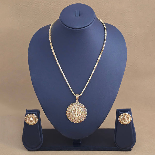 227829 Antique Temple Pendant Set With Matte Gold Plating