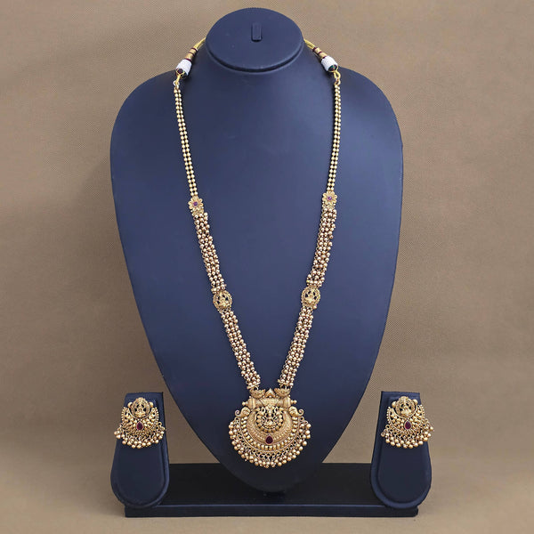 227831 Antique Temple Necklace Set With Gold Plating