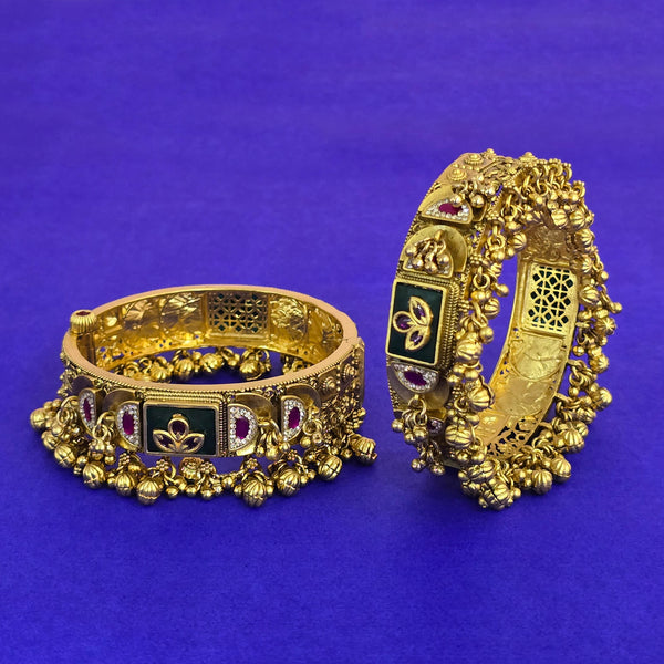 227925 Antique Classic Bangles With Matte Gold Plating