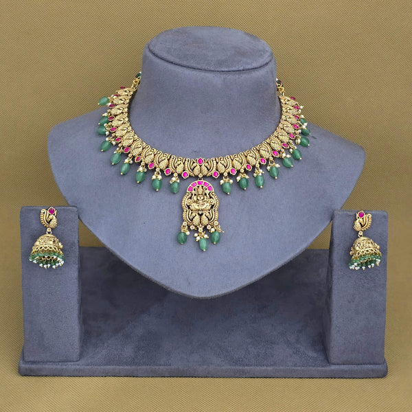 227984 Antique Temple Necklace With Matte Gold Plating