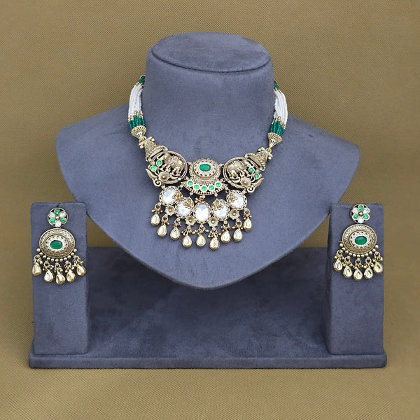 228019 Antique Classic Necklace With Mehndi Plating