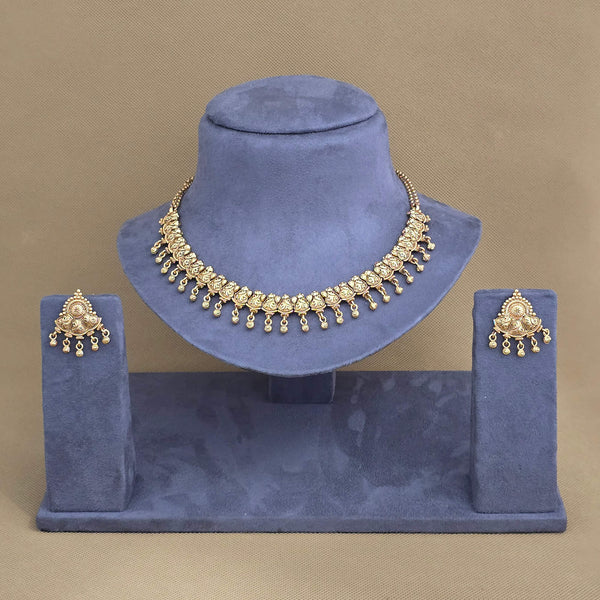 228087 Antique Plain Matte Gold Necklace With Matte Gold Plating