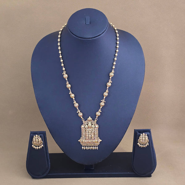 228089 Antique Temple Pendant Set With Matte Gold Plating