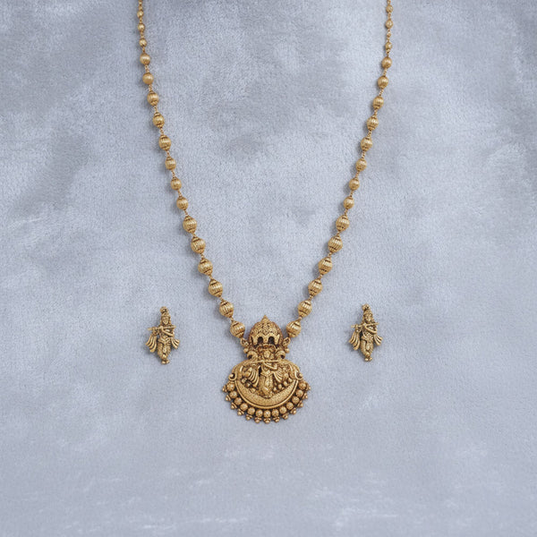 228170 Antique Temple Pendant Set With Matte Gold Plating