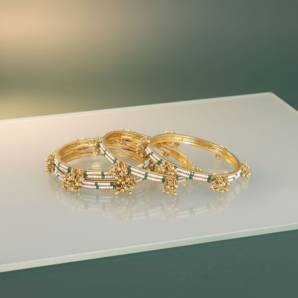 228178 Antique Moti Bangles With Gold Plating